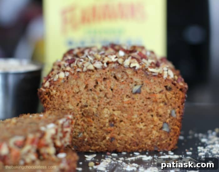 Mimi's Carrot Cake Oat Pecan Loaf - healthy carrot cake bread with oats