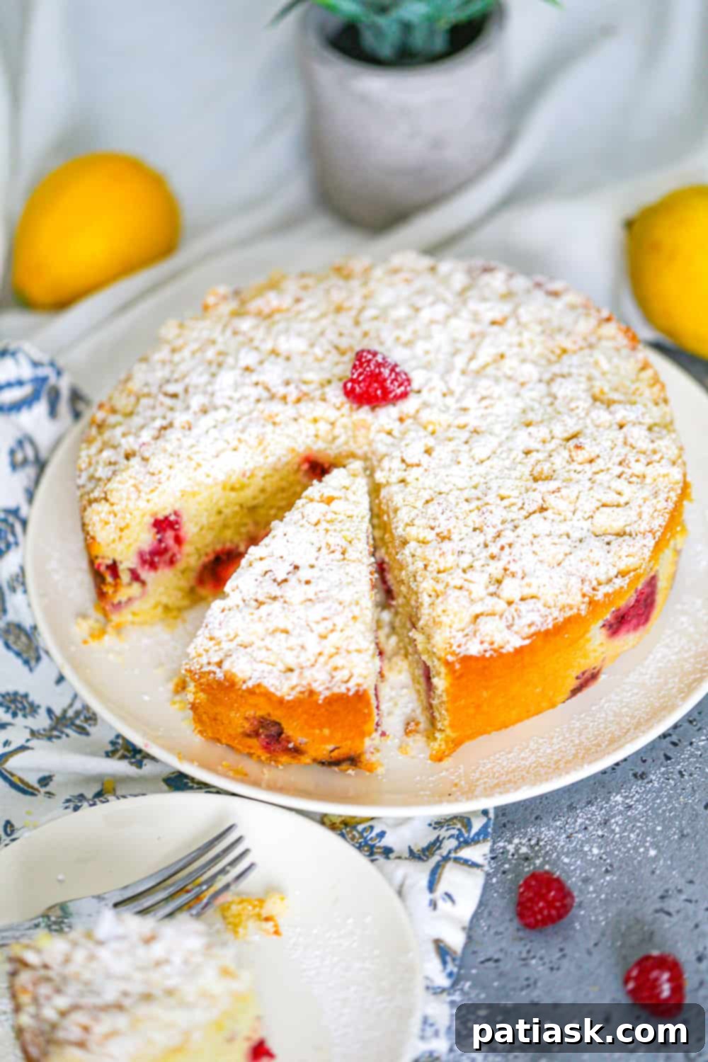 Lemon Raspberry Crumb Cake, a perfect breakfast or dessert