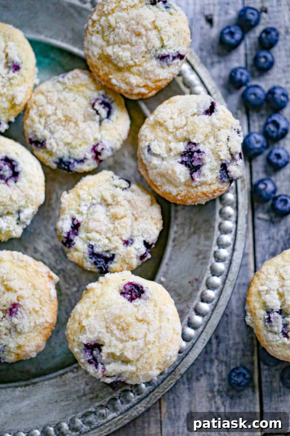 Decadent Blueberry Cream Cheese Muffins 4 Blueberry Cream Cheese Muffins - another beautiful shot of the muffins.