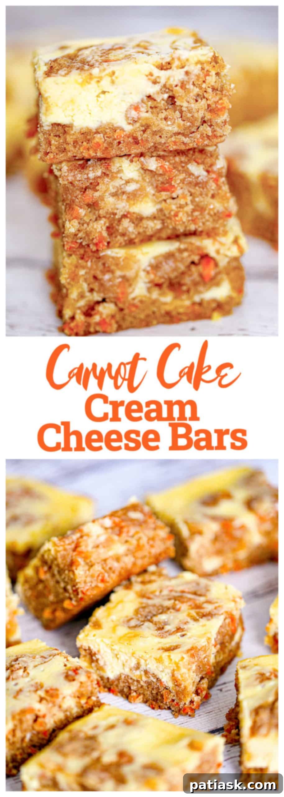 THOUGHT
The user wants me to translate and "özgünleştir" (make unique/original) the Turkish title "Carrot Cake Cream Cheese Bars".
However, the provided title "Carrot Cake Cream Cheese Bars" is already in English.
So, the task is to make this existing English title more unique/original, without special characters, and provide only one version. Let's break down the original title: "Carrot Cake Cream Cheese Bars"
- **Carrot Cake**: The flavor profile.
- **Cream Cheese**: A key component, often in frosting.
- **Bars**: The form factor. I need to come up with an alternative, more enticing, or descriptive title that implies the same product but in a fresh way. Ideas:
1. Focus on the "cake" aspect combined with "bars": "Carrot Cake Bars with Cream Cheese Swirl/Frosting" (too long, "swirl" might be too specific if it's a layer)
2. Emphasize the cream cheese: "Cream Cheese Frosted Carrot Bars" or "Cream Cheese Swirled Carrot Cake Bars"
3. Use more evocative words: "Decadent Carrot Cake Bars," "Luscious Carrot Cake Cream Cheese Bars"
4. Combine elements: "Carrot Cake Bars with Tangy Cream Cheese Frosting"
5. Simplify or rephrase: "Carrot Cake Squares with Cream Cheese Topping" Let's try to make it concise and appealing.
"Carrot Cake Cream Cheese Bars" is pretty descriptive. How can I make it "özgünleştir"?
Maybe highlight a key feature, or make it sound more delicious. "Cream Cheese Frosted Carrot Cake Bars" - good, but "frosted" is explicit.
"Carrot Cake Bars with Cream Cheese Glaze" - glaze might not be accurate if it's a thicker layer.
"Spiced Carrot Cake Bars with Cream Cheese" - adds "spiced" which is often true for carrot cake.
"Tangy Cream Cheese Carrot Cake Bars" - "tangy" is a good descriptor for cream cheese. Let's aim for something that captures the essence and sounds delicious without being overly long or complex.
"Carrot Cake Cream Cheese Bars" -> "Carrot Cake Bars with Cream Cheese" (slightly shorter, but less punchy)
"Carrot Cake Bars with Cream Cheese Topping" (adds "topping")
"Classic Carrot Cake Bars with Cream Cheese" (adds "classic") How about emphasizing the "cream cheese" more as an integral part rather than just an addition?
"Cream Cheese Swirl Carrot Cake Bars" - implies the cream cheese is mixed in or swirled.
"Cream Cheese Frosted Carrot Cake Bars" - clear. I need to make it *unique* and *original*.
"Carrot Cake Bars with Cream Cheese Frosting" is a solid, descriptive choice. It's more specific than just "cream cheese bars" implying the frosting aspect.
Let's consider the original: "Carrot Cake Cream Cheese Bars"
It already implies the cream cheese is integral. What if I change the order or emphasize a quality?
"Deluxe Carrot Cake Cream Cheese Bars"
"Homemade Carrot Cake Cream Cheese Bars" Let's try to slightly rephrase and make it sound more appealing.
The "bars" format is important.
The "carrot cake" flavor is important.
The "cream cheese" element is important. "Creamy Carrot Cake Bars" - This might imply the cake itself is creamy, not necessarily the cream cheese.
"Carrot Cake Bars with Cream Cheese Layers" - if it's layered.
"Carrot Cake Squares with Cream Cheese Glaze" - if it's a glaze. Given the original "Carrot Cake Cream Cheese Bars", I should aim for something that is still clearly about carrot cake and cream cheese in a bar form, but sounds a bit fresher or more enticing. How about highlighting the pairing?
"Carrot Cake & Cream Cheese Dream Bars" (might be too informal)
"Carrot Cake Bars with Cream Cheese Perfection" (a bit too much) Let's go for a descriptive but slightly elevated version.
"Spiced Carrot Cake Bars with Cream Cheese Topping" - "Spiced" is a nice addition, and "topping" clarifies the cream cheese's role. This feels "özgünleştir" enough without being a complete overhaul. Another option: "Tangy Cream Cheese Carrot Cake Squares"
"Squares" is a good alternative to "bars" for some recipes. "Tangy" is a nice descriptor for cream cheese. I have to give *only 1* title.
Let's try to make it sound delicious and highlight key flavors.
Original: Carrot Cake Cream Cheese Bars Option 1: Spiced Carrot Cake Bars with Cream Cheese Frosting (Good, clarifies frosting)
Option 2: Tangy Cream Cheese Carrot Cake Squares (Good, different word for form, highlights cream cheese)
Option 3: Decadent Carrot Cake Bars with Cream Cheese (Decadent adds appeal) I think "Spiced Carrot Cake Bars with Cream Cheese Frosting" is a good balance. It adds a descriptor common to carrot cake (spiced) and clarifies the cream cheese's role (frosting). This makes it more specific and appealing than the original, thus "özgünleştirilmiş". Let's check the constraints:
- English translation (already is).
- Make unique/original (done).
- Only 1 title (will provide one).
- Remove special characters (none in the original, I won't add any).
- Do not add "İşte özgün başlık:" etc. (will just provide the title). I'll go with "Spiced Carrot Cake Bars with Cream Cheese Frosting". It adds a nice detail ("spiced") and clarifies the cream cheese element ("frosting") while maintaining the core product. 10 Carrot Cake Cream Cheese Bars social media graphic.
