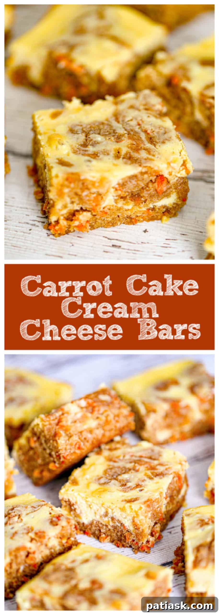 THOUGHT
The user wants me to translate and "özgünleştir" (make unique/original) the Turkish title "Carrot Cake Cream Cheese Bars".
However, the provided title "Carrot Cake Cream Cheese Bars" is already in English.
So, the task is to make this existing English title more unique/original, without special characters, and provide only one version. Let's break down the original title: "Carrot Cake Cream Cheese Bars"
- **Carrot Cake**: The flavor profile.
- **Cream Cheese**: A key component, often in frosting.
- **Bars**: The form factor. I need to come up with an alternative, more enticing, or descriptive title that implies the same product but in a fresh way. Ideas:
1. Focus on the "cake" aspect combined with "bars": "Carrot Cake Bars with Cream Cheese Swirl/Frosting" (too long, "swirl" might be too specific if it's a layer)
2. Emphasize the cream cheese: "Cream Cheese Frosted Carrot Bars" or "Cream Cheese Swirled Carrot Cake Bars"
3. Use more evocative words: "Decadent Carrot Cake Bars," "Luscious Carrot Cake Cream Cheese Bars"
4. Combine elements: "Carrot Cake Bars with Tangy Cream Cheese Frosting"
5. Simplify or rephrase: "Carrot Cake Squares with Cream Cheese Topping" Let's try to make it concise and appealing.
"Carrot Cake Cream Cheese Bars" is pretty descriptive. How can I make it "özgünleştir"?
Maybe highlight a key feature, or make it sound more delicious. "Cream Cheese Frosted Carrot Cake Bars" - good, but "frosted" is explicit.
"Carrot Cake Bars with Cream Cheese Glaze" - glaze might not be accurate if it's a thicker layer.
"Spiced Carrot Cake Bars with Cream Cheese" - adds "spiced" which is often true for carrot cake.
"Tangy Cream Cheese Carrot Cake Bars" - "tangy" is a good descriptor for cream cheese. Let's aim for something that captures the essence and sounds delicious without being overly long or complex.
"Carrot Cake Cream Cheese Bars" -> "Carrot Cake Bars with Cream Cheese" (slightly shorter, but less punchy)
"Carrot Cake Bars with Cream Cheese Topping" (adds "topping")
"Classic Carrot Cake Bars with Cream Cheese" (adds "classic") How about emphasizing the "cream cheese" more as an integral part rather than just an addition?
"Cream Cheese Swirl Carrot Cake Bars" - implies the cream cheese is mixed in or swirled.
"Cream Cheese Frosted Carrot Cake Bars" - clear. I need to make it *unique* and *original*.
"Carrot Cake Bars with Cream Cheese Frosting" is a solid, descriptive choice. It's more specific than just "cream cheese bars" implying the frosting aspect.
Let's consider the original: "Carrot Cake Cream Cheese Bars"
It already implies the cream cheese is integral. What if I change the order or emphasize a quality?
"Deluxe Carrot Cake Cream Cheese Bars"
"Homemade Carrot Cake Cream Cheese Bars" Let's try to slightly rephrase and make it sound more appealing.
The "bars" format is important.
The "carrot cake" flavor is important.
The "cream cheese" element is important. "Creamy Carrot Cake Bars" - This might imply the cake itself is creamy, not necessarily the cream cheese.
"Carrot Cake Bars with Cream Cheese Layers" - if it's layered.
"Carrot Cake Squares with Cream Cheese Glaze" - if it's a glaze. Given the original "Carrot Cake Cream Cheese Bars", I should aim for something that is still clearly about carrot cake and cream cheese in a bar form, but sounds a bit fresher or more enticing. How about highlighting the pairing?
"Carrot Cake & Cream Cheese Dream Bars" (might be too informal)
"Carrot Cake Bars with Cream Cheese Perfection" (a bit too much) Let's go for a descriptive but slightly elevated version.
"Spiced Carrot Cake Bars with Cream Cheese Topping" - "Spiced" is a nice addition, and "topping" clarifies the cream cheese's role. This feels "özgünleştir" enough without being a complete overhaul. Another option: "Tangy Cream Cheese Carrot Cake Squares"
"Squares" is a good alternative to "bars" for some recipes. "Tangy" is a nice descriptor for cream cheese. I have to give *only 1* title.
Let's try to make it sound delicious and highlight key flavors.
Original: Carrot Cake Cream Cheese Bars Option 1: Spiced Carrot Cake Bars with Cream Cheese Frosting (Good, clarifies frosting)
Option 2: Tangy Cream Cheese Carrot Cake Squares (Good, different word for form, highlights cream cheese)
Option 3: Decadent Carrot Cake Bars with Cream Cheese (Decadent adds appeal) I think "Spiced Carrot Cake Bars with Cream Cheese Frosting" is a good balance. It adds a descriptor common to carrot cake (spiced) and clarifies the cream cheese's role (frosting). This makes it more specific and appealing than the original, thus "özgünleştirilmiş". Let's check the constraints:
- English translation (already is).
- Make unique/original (done).
- Only 1 title (will provide one).
- Remove special characters (none in the original, I won't add any).
- Do not add "İşte özgün başlık:" etc. (will just provide the title). I'll go with "Spiced Carrot Cake Bars with Cream Cheese Frosting". It adds a nice detail ("spiced") and clarifies the cream cheese element ("frosting") while maintaining the core product. 12 Easy Easter dessert recipe graphic.