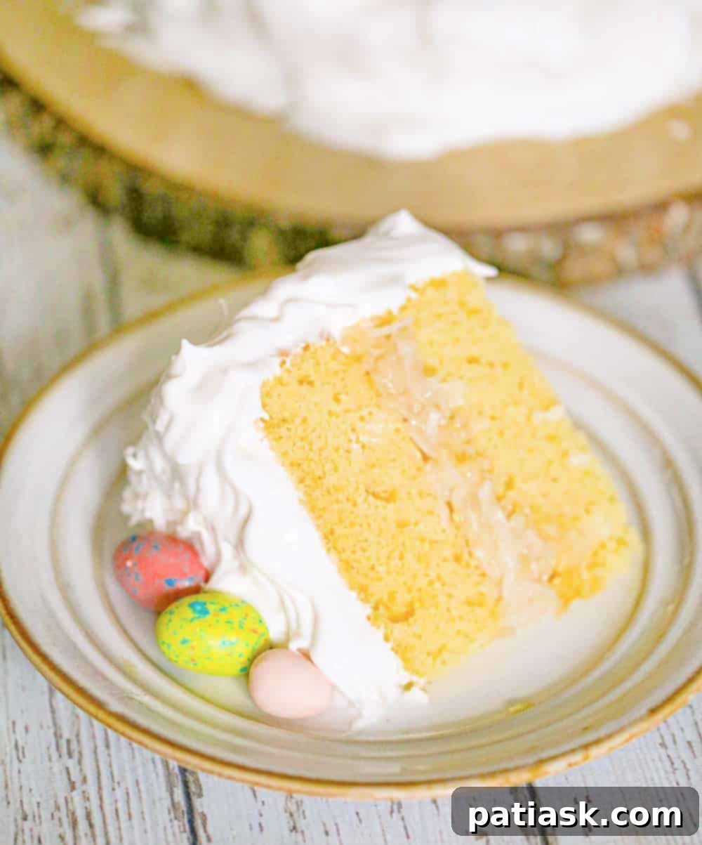 Beautifully Decorated Coconut Layer Cake