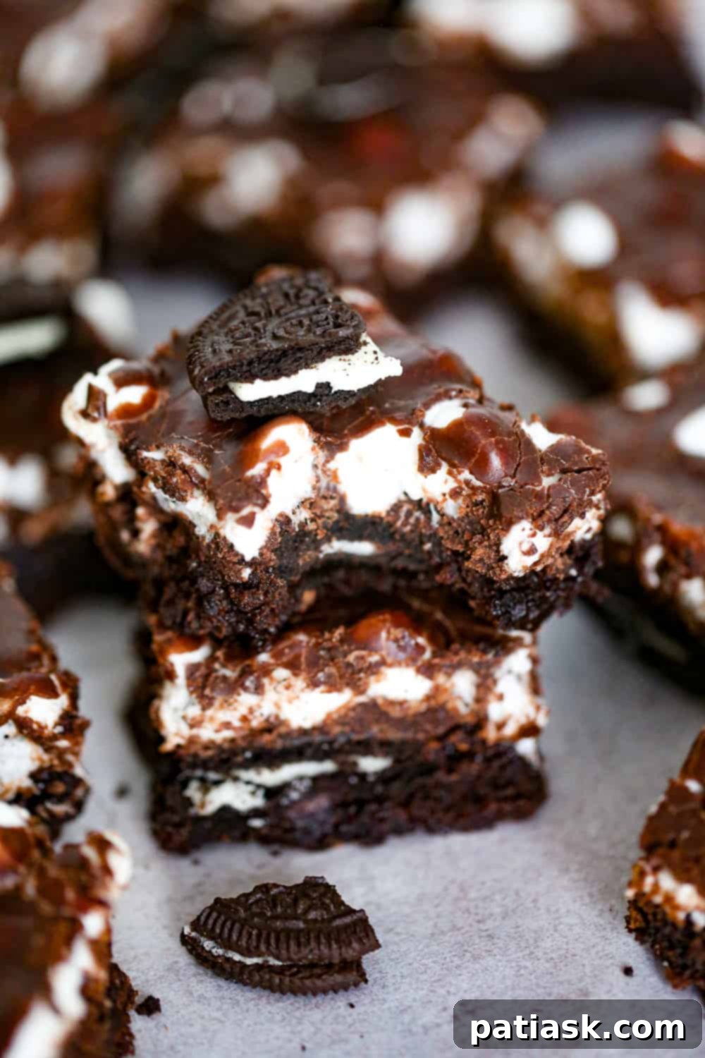 Ultimate Mississippi Mud Oreo Brownies 5 Mississippi Mud Oreo Brownies stack