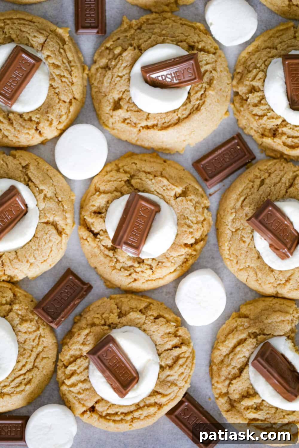 Ultimate Smore Peanut Butter Cookies 3 s'mores cookies with peanut butter recipe marshmallow, chocolate