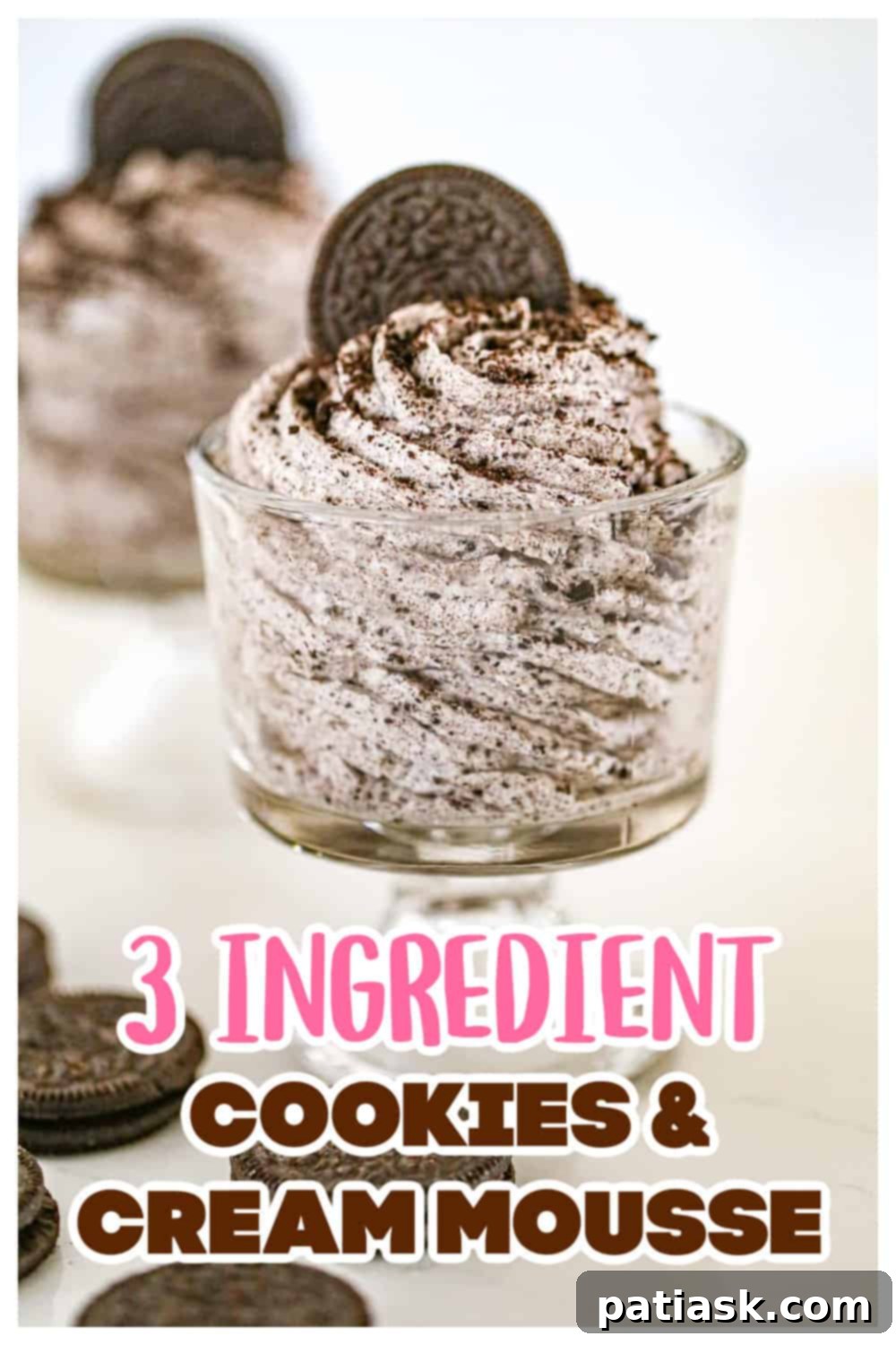 Effortless 3-Ingredient Cookies and Cream Mousse 6 Stack of Cookies and Cream Mousse cups