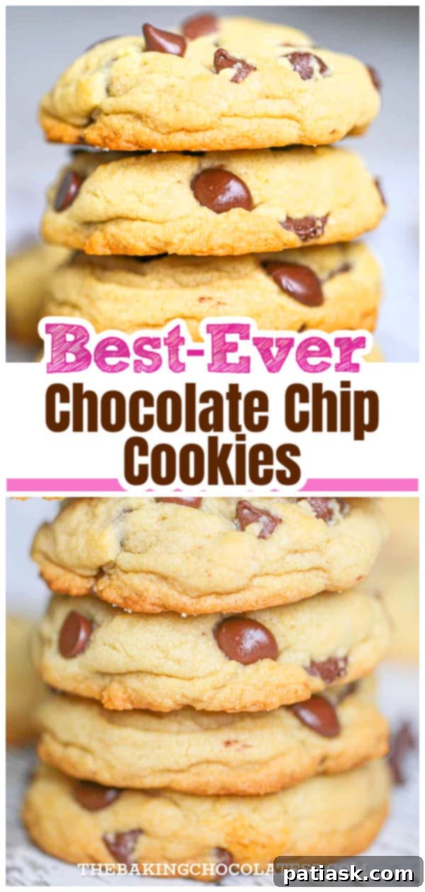 Ultimate Chocolate Chip Cookies 10 A large, perfectly golden-brown chocolate chip cookie with prominent chocolate chunks