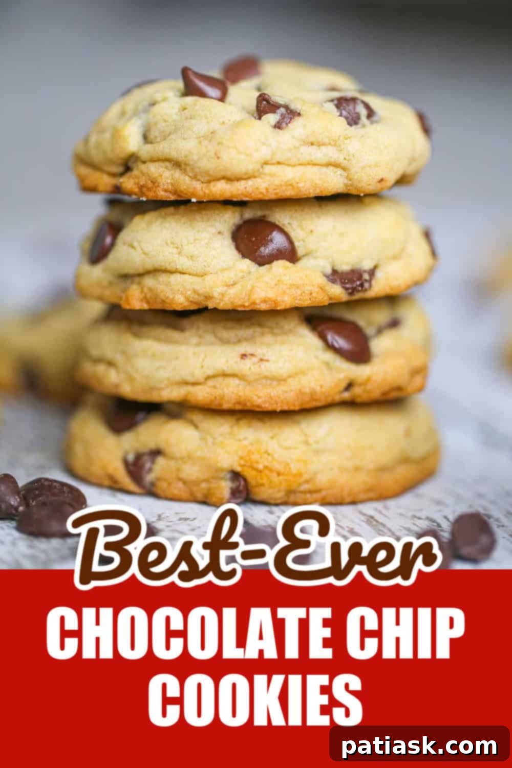 Ultimate Chocolate Chip Cookies 14 A delectable stack of homemade chocolate chip cookies, freshly baked and ready to eat