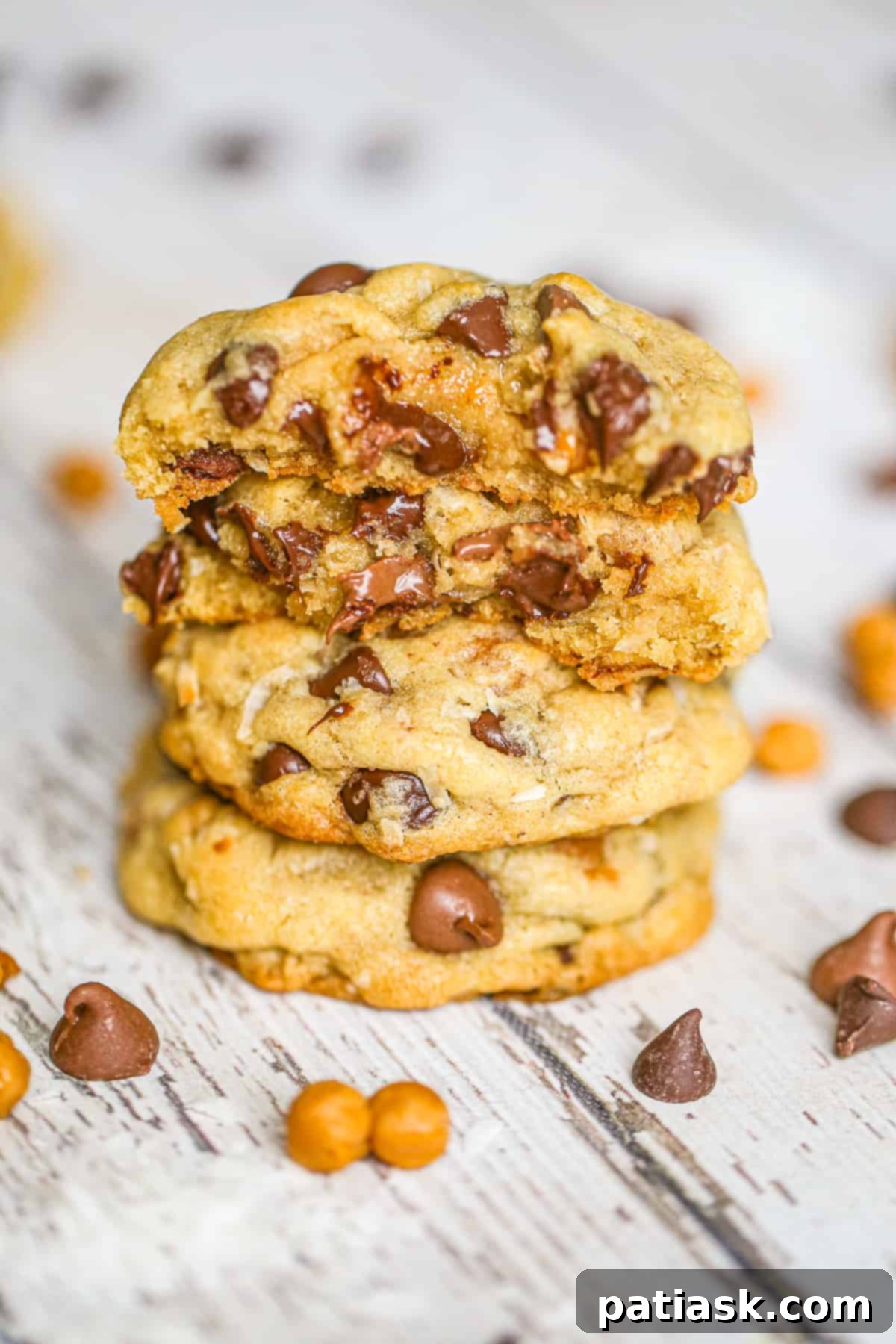 Decadent Samoa Chocolate Chip Delights 2 Gooey Samoa Chocolate Chip Cookies with coconut, caramel, and chocolate
