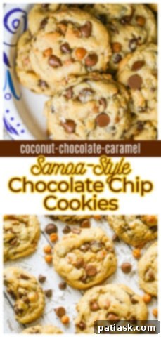 Decadent Samoa Chocolate Chip Delights 7 Best Ever Samoa Chocolate Chip Cookies stacked