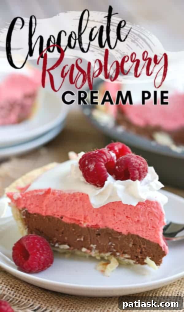 50 Sublime Ice Cream Treats to Savor This Summer 12 A slice of Chocolate Raspberry Cream Pie topped with whipped cream and fresh raspberries.