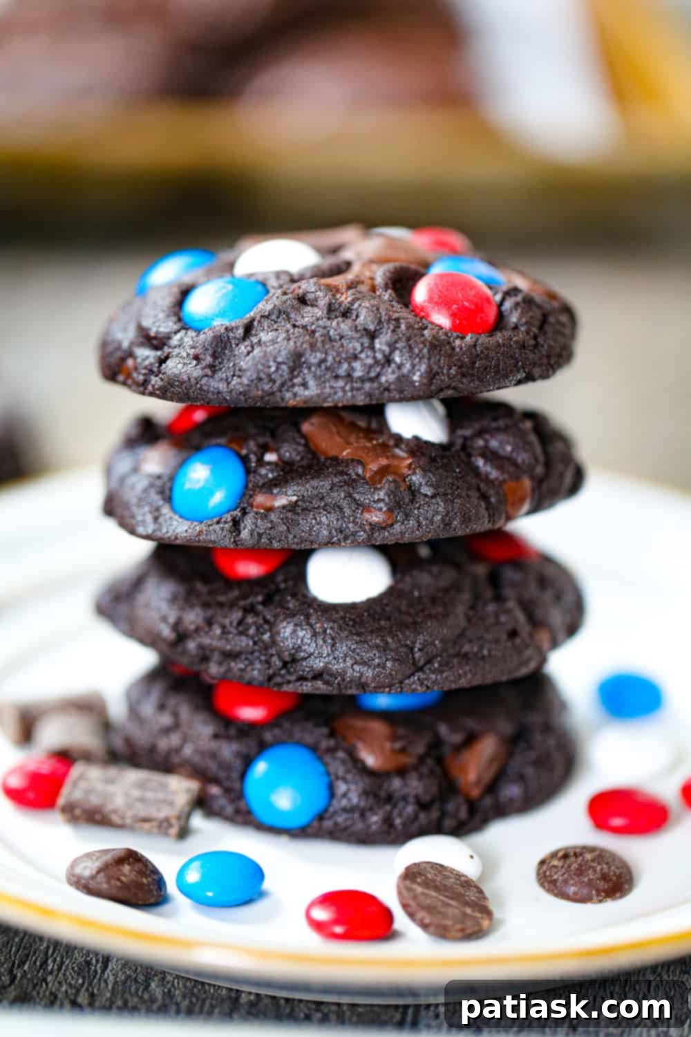Patriotic Chocolate Cookies red white and blue