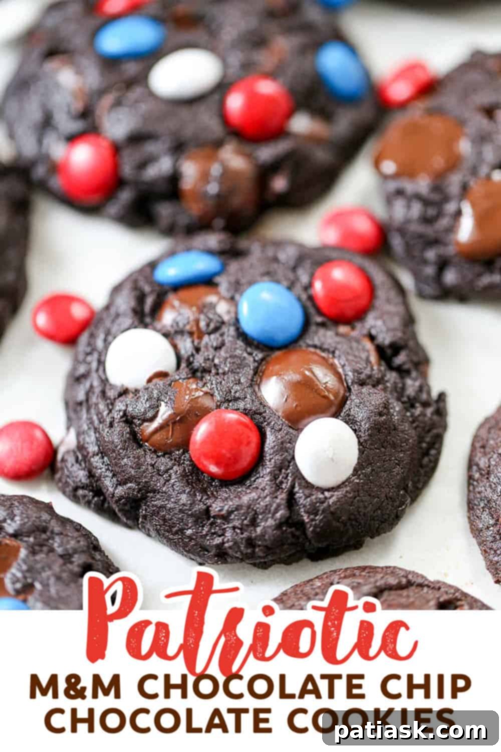 Patriotic red white and blue Chocolate Cookies