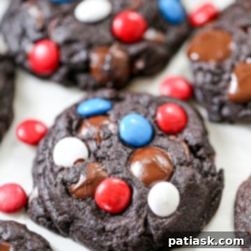 thick red white and blue chocolate chip cookies