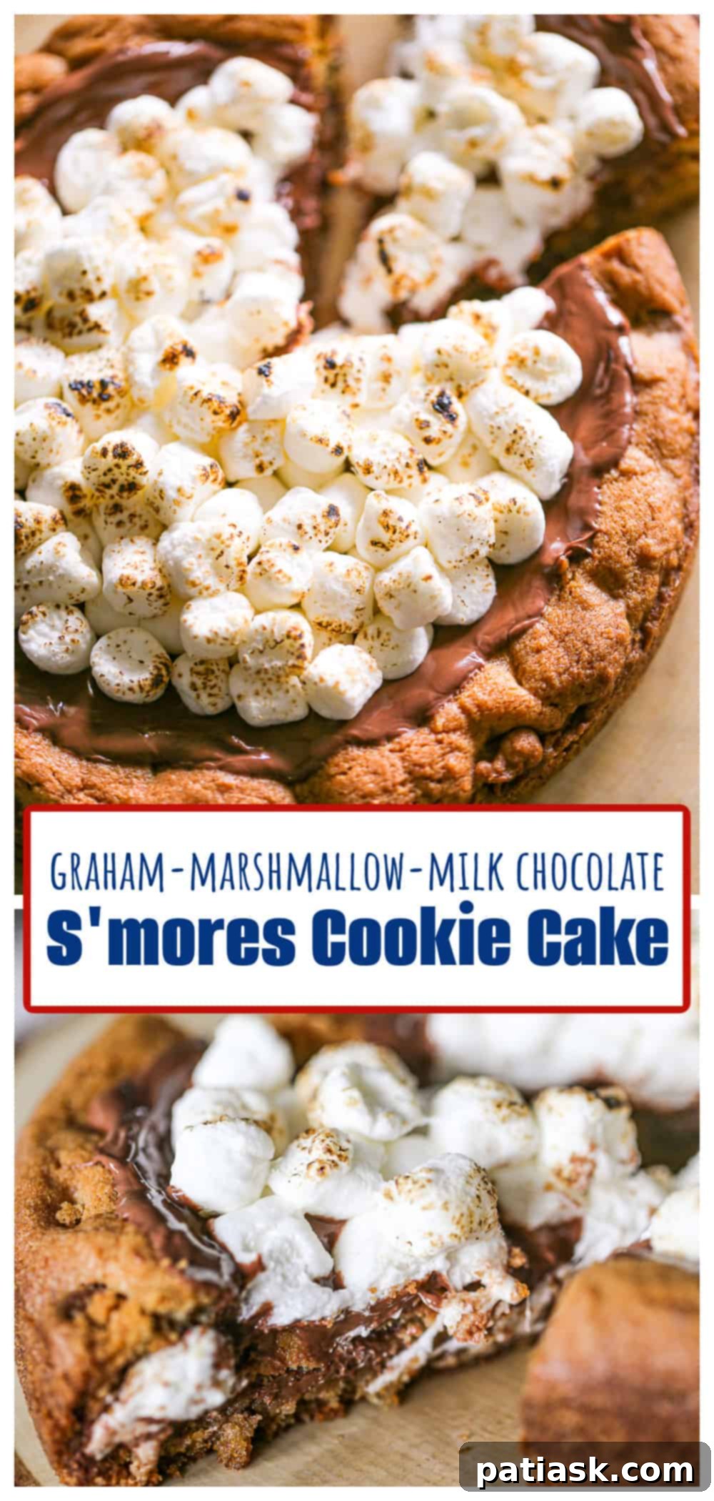 S'mores Cookie Cake 9 Two S'mores Cookie Cake images side-by-side for presentation