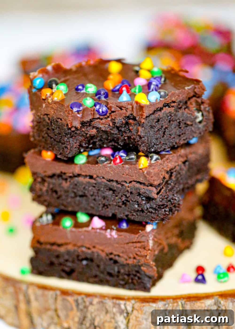 Star-Dusted Fudge Squares 2 stack of cosmic brownies