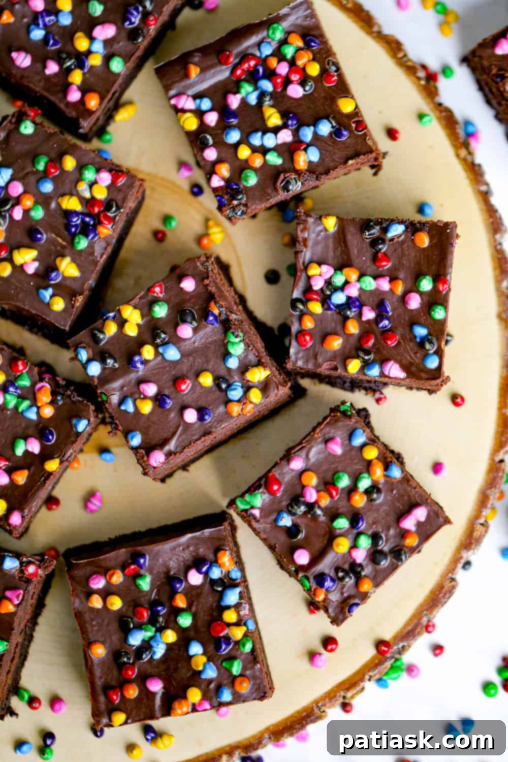 Star-Dusted Fudge Squares 9 homemade cosmic brownies on a plate