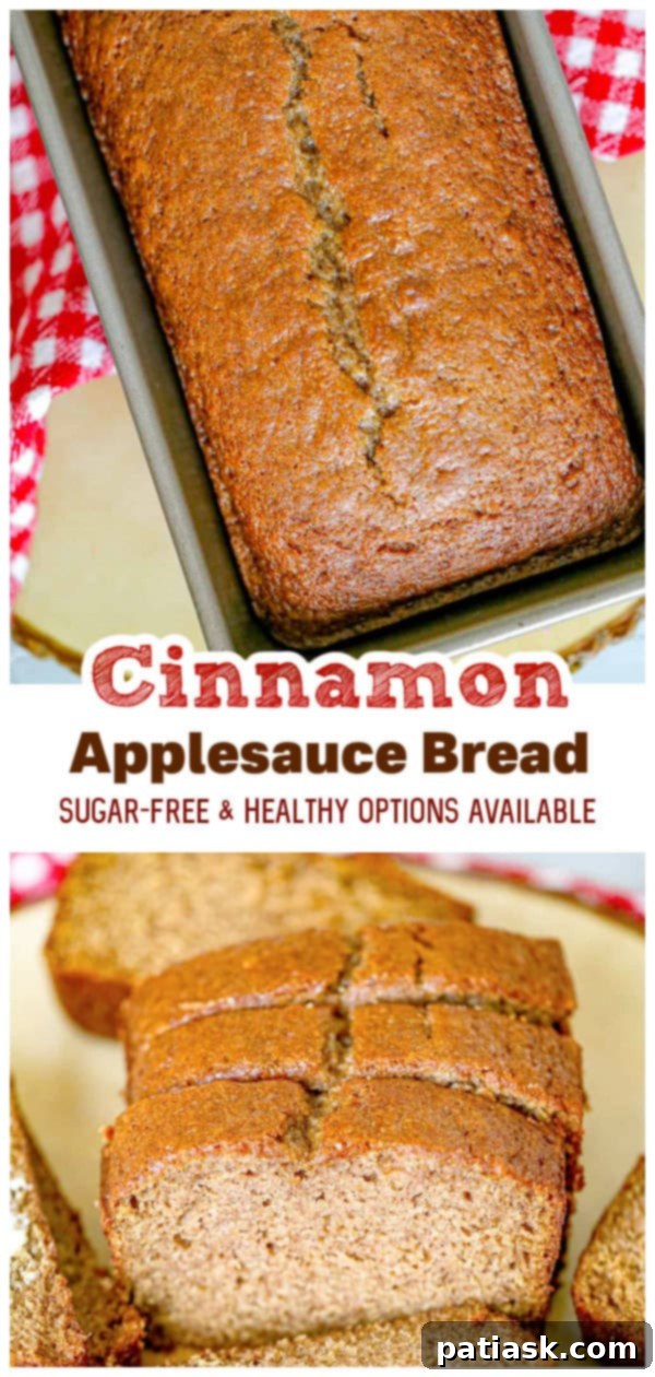 Cozy Apple Cinnamon Bread 12 Two loaves of Cinnamon Applesauce Bread on a wooden board
