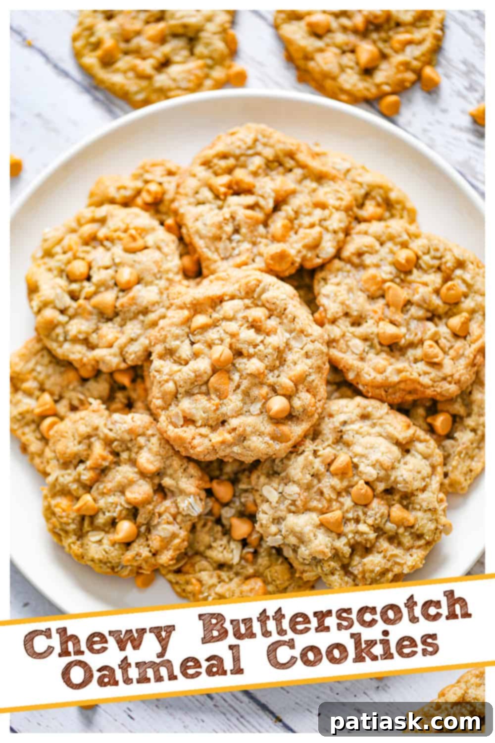 A tray of freshly baked butterscotch oatmeal cookies, warm and ready to serve.
