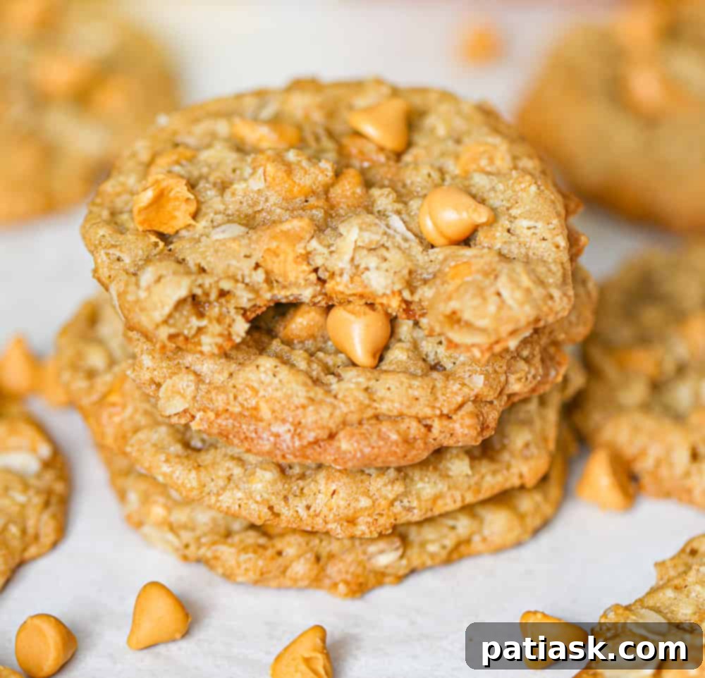 THOUGHTS:
The user wants me to translate and "özgünleştir" (make it original/creative) the given title: "Chewy Butterscotch Oatmeal Cookies".
I need to provide only ONE original title in English.
I must remove any special characters from the original title before processing (not applicable here, "Chewy Butterscotch Oatmeal Cookies" has no special characters).
I must NOT add any special characters like asterisks.
I must NOT use introductory phrases like "İşte özgün başlık:".
The output should be *only* the new, original title. Original title: Chewy Butterscotch Oatmeal Cookies Translation: Çiğnenebilir Karamelli Yulaflı Kurabiyeler (This is just for my understanding, not part of the output) Now, make it original/creative while conveying the core idea: chewy, butterscotch, oatmeal, cookies. Ideas for originality:
- Focus on the experience: "Melt-in-your-mouth," "Irresistible," "Dreamy."
- Combine elements creatively: "Golden," "Caramel-Kissed."
- Evoke warmth/comfort.
- Keep it concise and appealing. Let's break down the elements to re-imagine them:
- Chewy: Velvety, Soft-Baked, Perfectly Chewy, Tender
- Butterscotch: Golden Butterscotch, Caramel Swirl, Toffee Bits (if applicable, but butterscotch is the key), Sweet Scotch
- Oatmeal: Hearty Oats, Wholesome Oats, Rolled Oats
- Cookies: Treats, Delights, Bites, Gems Combining some:
1. Golden Butterscotch Oatmeal Delights (A bit too long maybe)
2. Soft-Baked Butterscotch Oat Cookies (Good, but "Soft-Baked" replaces "Chewy" which is okay)
3. Caramel Swirl Oat Cookies (Doesn't explicitly say butterscotch, which might be important)
4. Chewy Butterscotch Oat Treats (Good, but still very close to original)
5. Velvet Butterscotch Oatmeal Cookies (Velvet for chewy texture)
6. Butterscotch Oat Chewies (Concise, but maybe too informal?)
7. Golden Oat Butterscotch Bites (Good, concise)
8. Irresistible Butterscotch Oatmeal Cookies (Focus on appeal)
9. Dreamy Butterscotch Oat Cookies (Evokes pleasantness)
10. Caramelized Oat Butterscotch Cookies (Caramelized implies the flavor, maybe too strong?)
11. Classic Butterscotch Oatmeal Delights (Adds "classic" touch)
12. Sweet Scotch Oat Cookies (Shortens butterscotch to sweet scotch) I need ONE *original* title.
"Chewy Butterscotch Oatmeal Cookies" - the main descriptors are there. I need to rephrase them to sound more appealing or unique. Let's try to focus on the key elements and a touch of allure.
"Chewy" can be replaced by a feeling of indulgence or texture.
"Butterscotch" is a specific flavor.
"Oatmeal" is the base. How about something that highlights the indulgence and the flavor? "Golden Butterscotch Oat Cookies" - "Golden" implies the color and richness of butterscotch, "Oat Cookies" is clear. It's concise.
"Soft-Baked Butterscotch Oat Delights" - "Soft-Baked" conveys chewy, "Delights" is more appealing than cookies.
"Caramel-Kissed Oatmeal Cookies" - "Caramel-Kissed" for butterscotch flavor. I like "Golden Butterscotch Oat Cookies" - it's descriptive, appealing, and concise.
I also like "Soft-Baked Butterscotch Oat Delights" - it emphasizes texture and appeal. Let's go with one that captures the essence but sounds a bit more evocative.
"Golden Butterscotch Oat Cookies" is a strong contender.
"Irresistible Butterscotch Oat Bites" - emphasizes appeal and snack size. I need to choose one that is distinctly different but still clear. Let's consider the elements again:
- **Chewy**: Soft-baked, tender, pillowy, gooey, dreamily soft
- **Butterscotch**: Golden, caramel-kissed, toffee-infused, sweet scotch
- **Oatmeal**: Hearty oat, wholesome oat, rolled oat
- **Cookies**: Delights, treats, bites, gems, wonders How about something like:
"Golden Butterscotch Oat Delights" - This sounds good. "Golden" for the color/richness, "Butterscotch Oat" for the ingredients, "Delights" for the appeal. It hits all the points. Another option: "Soft-Baked Butterscotch Oat Wonders" - "Wonders" is a bit strong.
"Caramel-Kissed Oat Cookies" - This is nice, but "caramel-kissed" might be slightly less specific than "butterscotch." Let's stick with "Golden Butterscotch Oat Delights." It's original, appealing, and captures the essence. 4 A stack of golden brown chewy butterscotch oatmeal cookies, with melted chips visible.