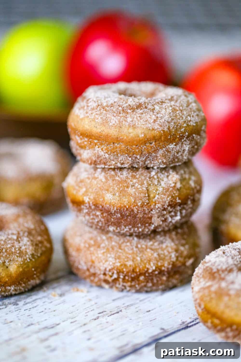 Warm Apple Cinnamon Baked Donuts 4 baked apple donuts stack