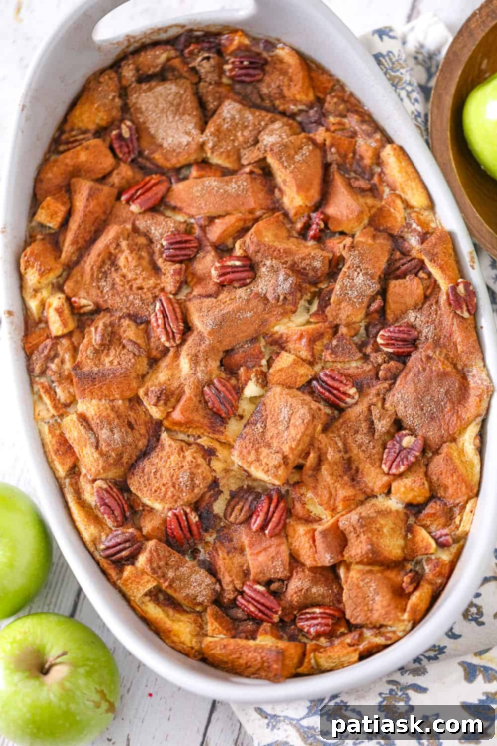 Delicious Easy Apple Bread Pudding with a scoop of ice cream