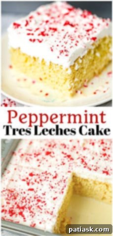 Peppermint Tres Leches Cake, corner view