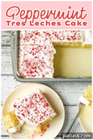 Peppermint Tres Leches Cake, overhead shot