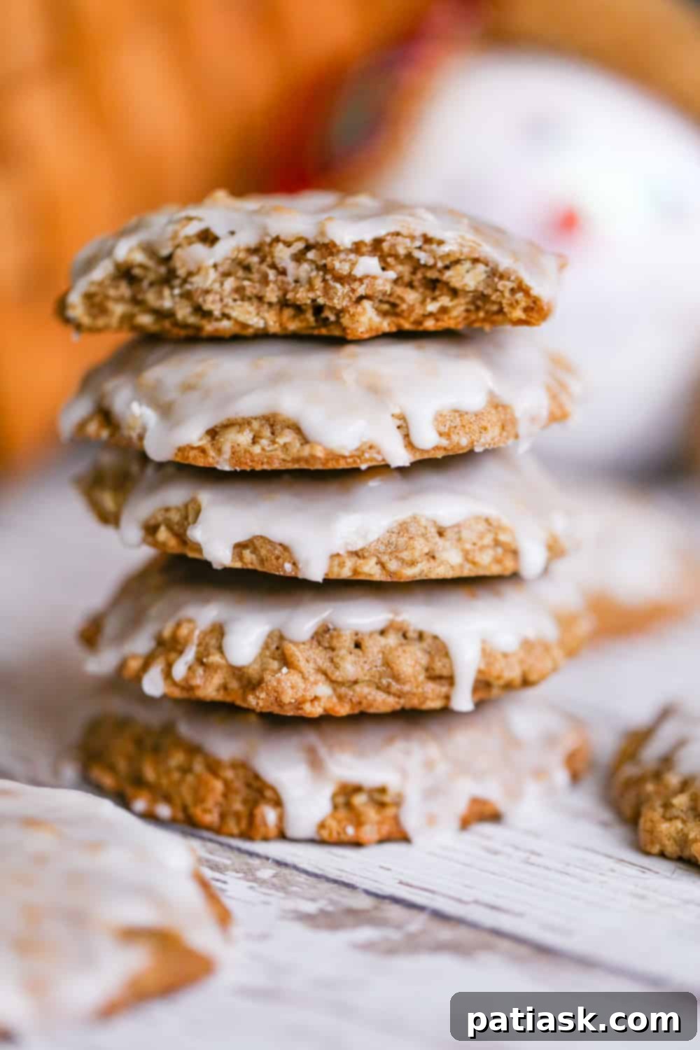 Luscious Vanilla Frosted Oatmeal Cookies 3 old fashioned oatmeal cookies