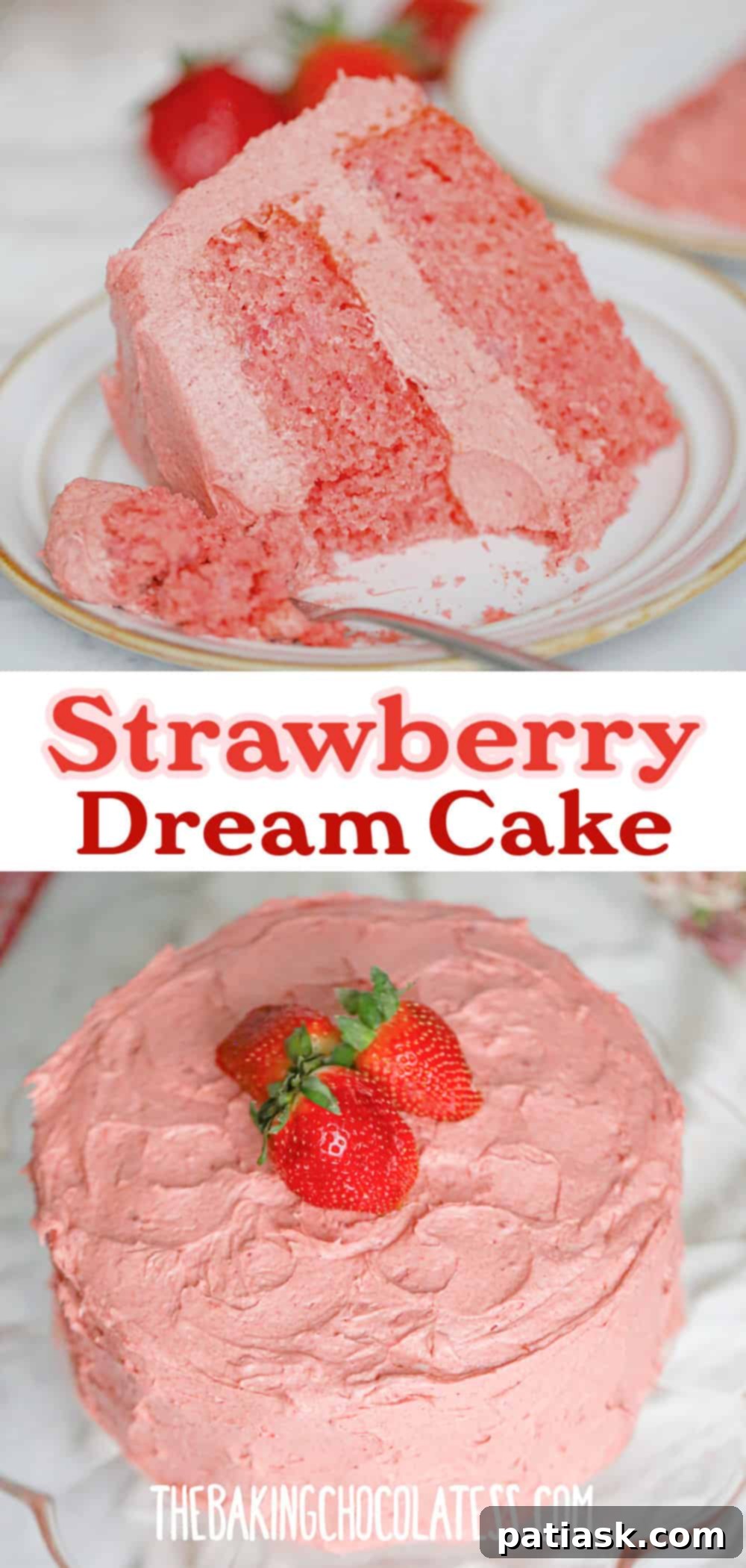 Strawberry Serenade 8 Strawberry Dream Cake - top view