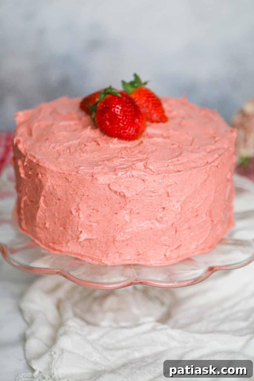 Strawberry Serenade 5 strawberry cake recipe - layered cake ready for frosting