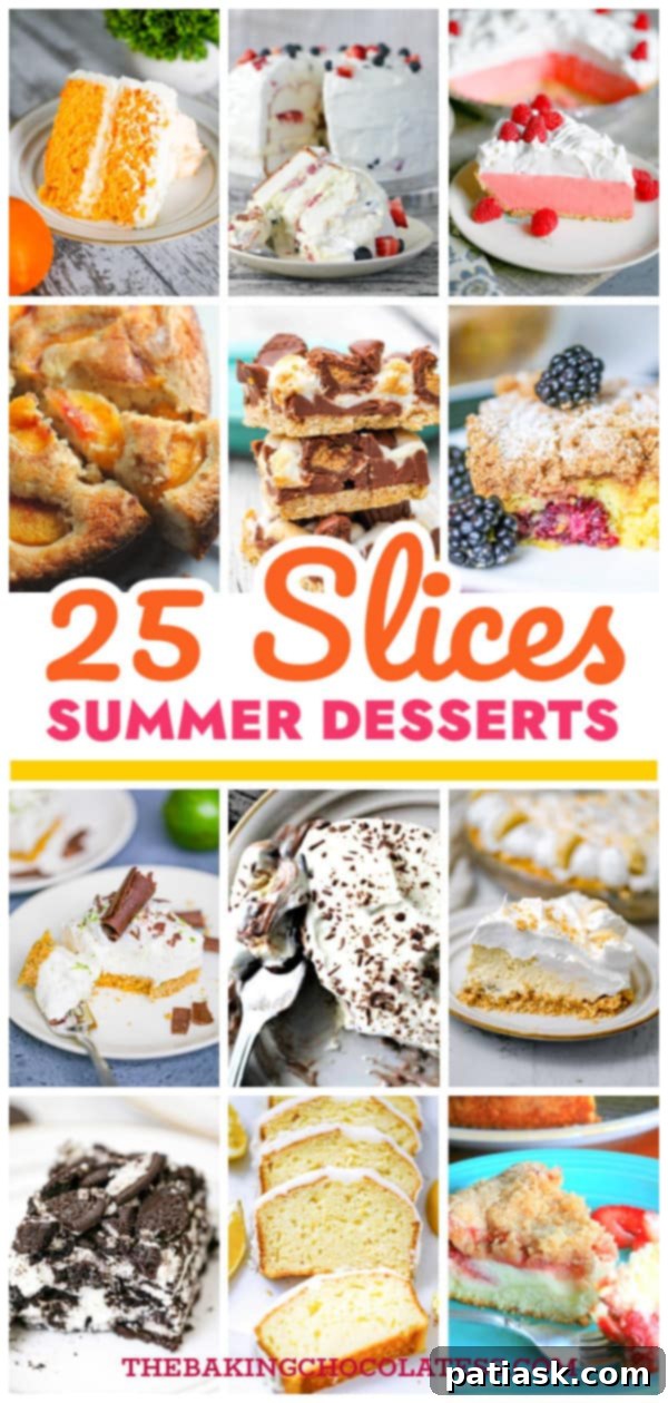25 Heavenly Summer Desserts 30 A collage featuring various slices of summer desserts, enticing and colorful.