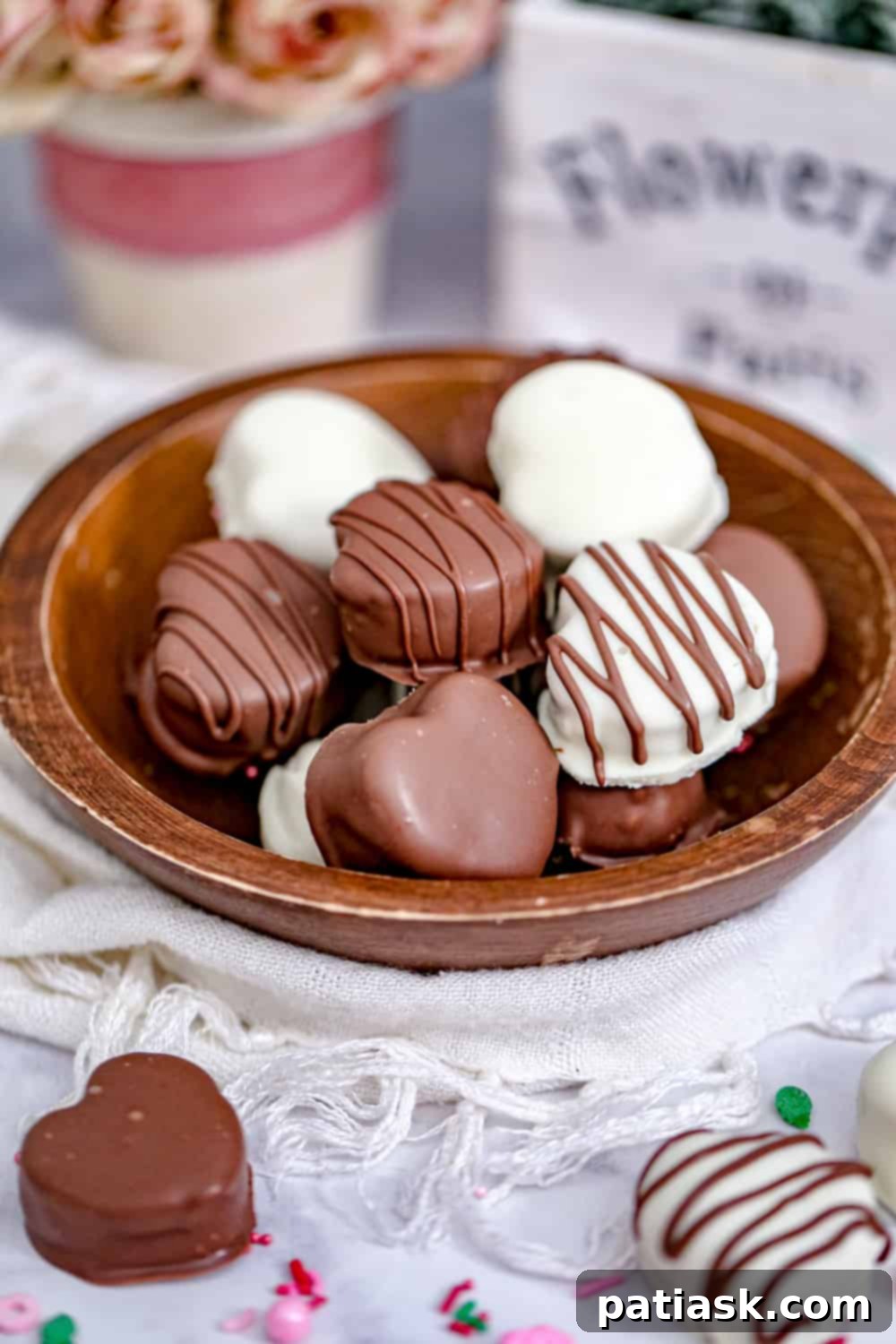 Valentine's Peanut Butter Chocolate Kisses 2 Delicious homemade chocolate peanut butter hearts for Valentine's Day, coated in milk chocolate