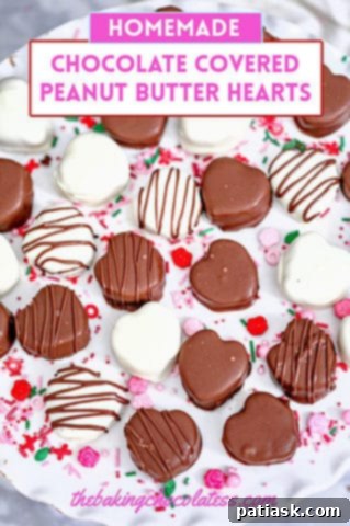 Valentine's Peanut Butter Chocolate Kisses 12 A selection of chocolate peanut butter heart candies on a white background