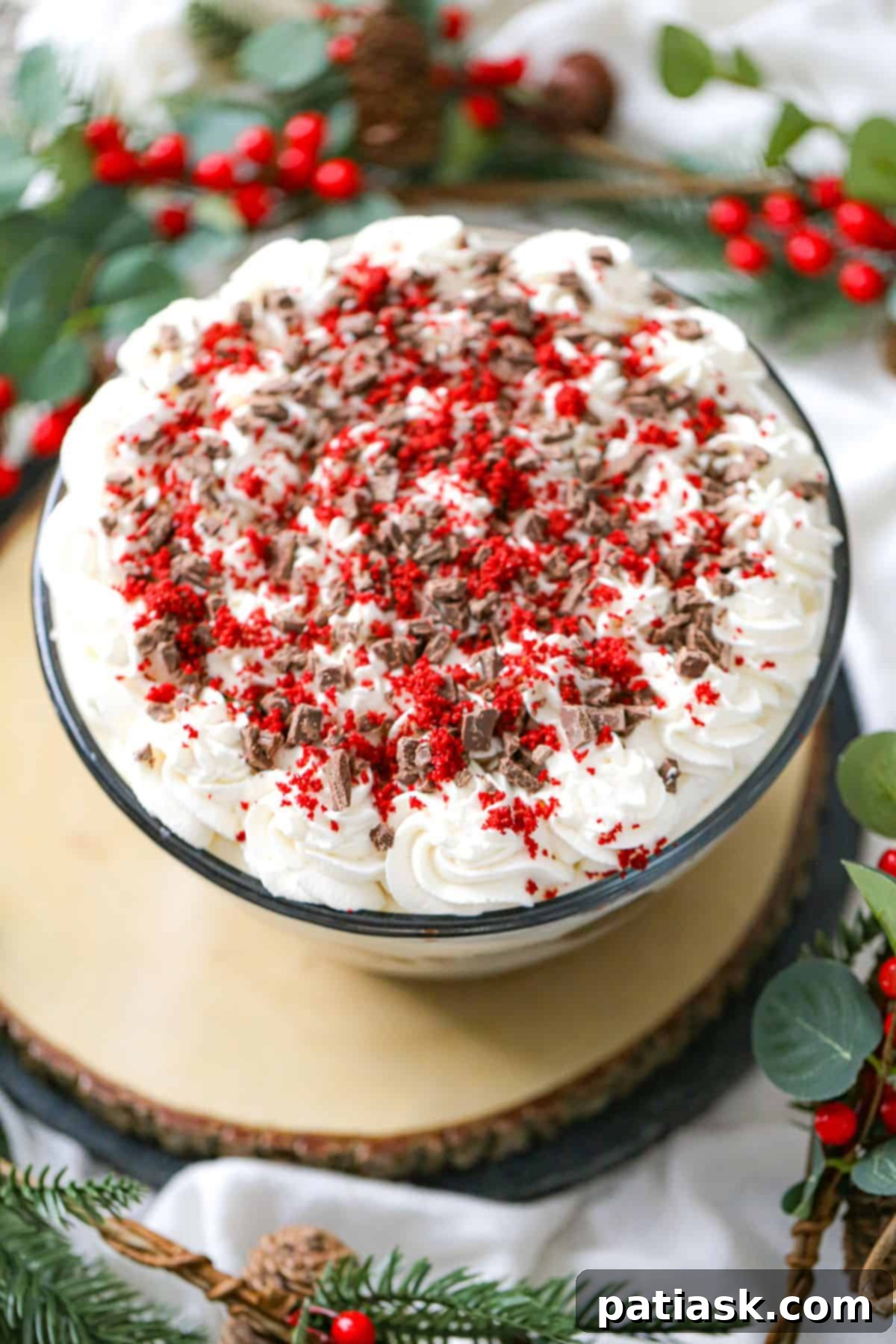 Decadent Red Velvet Trifle 2 red velvet cream cheese trifle dessert recipe Christmas or Valentine's Day
