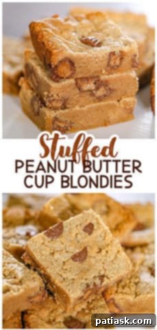 Irresistible Peanut Butter Cup Blondies 11 Stuffed Peanut Butter Cup Blondies, showing a cross-section
