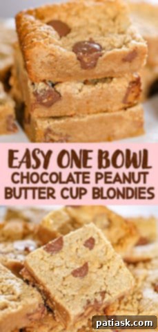 Irresistible Peanut Butter Cup Blondies 12 Super Easy Peanut Butter Cup Blondies, another angle