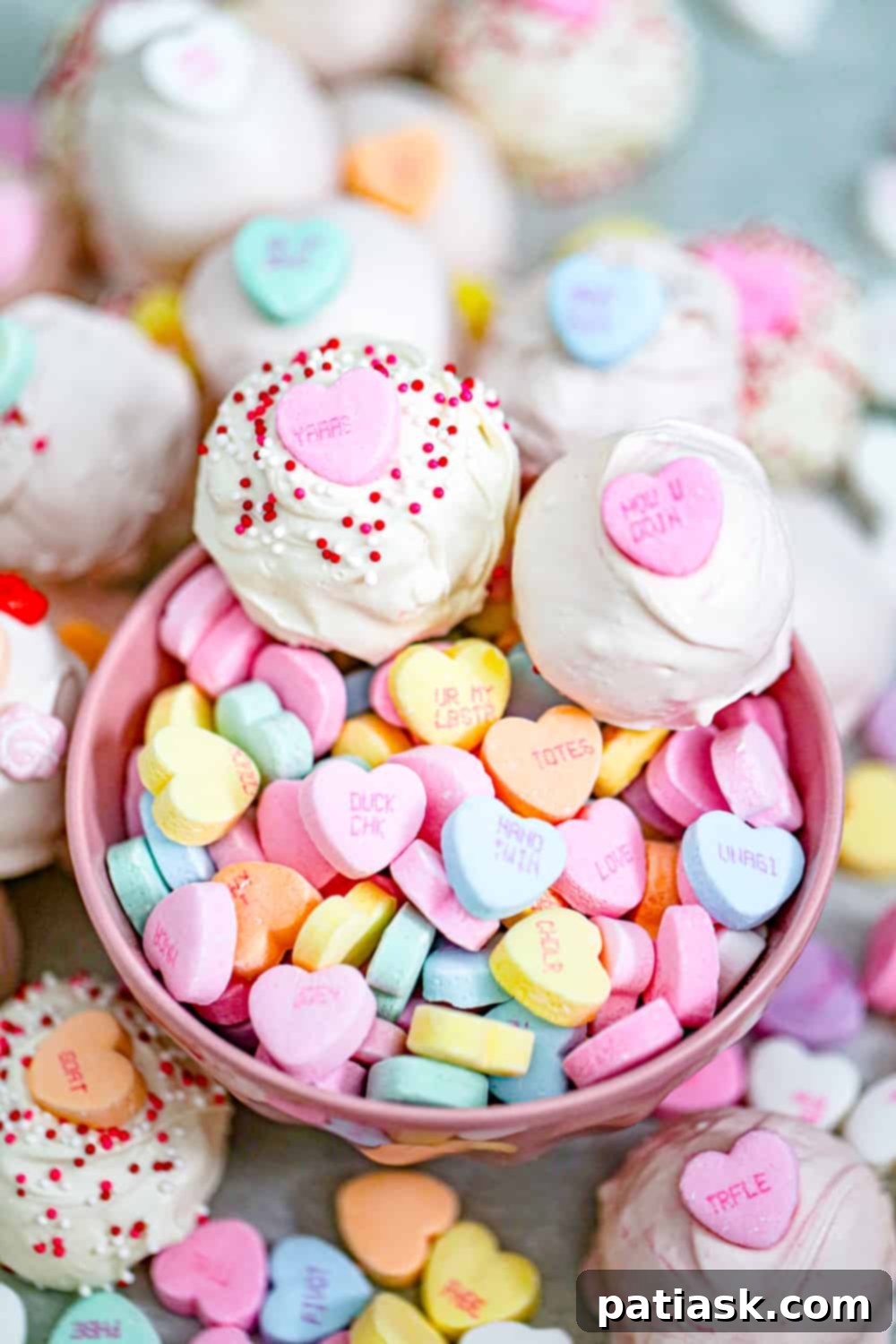 Strawberry Cream Jell-O Delights 5 conversation hearts, various conversation hearts