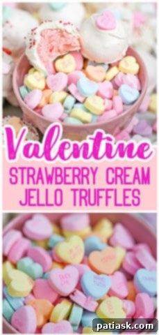 Strawberry Cream Jell-O Delights 9 Strawberry Cream Jello Truffles using conversation hearts