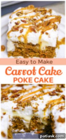 Carrot Cake Delight with Creamy Pockets 12 Carrot Cake Poke Cake in baking dish for spring