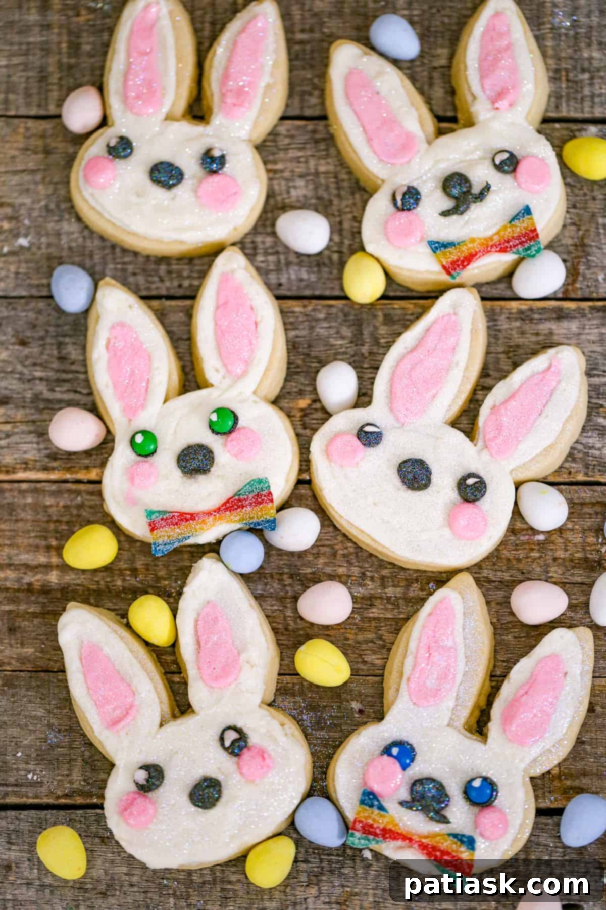 Whimsical Easter Bunny Cookies 8 A stack of golden brown, undecorated sugar cookies, ready for frosting.