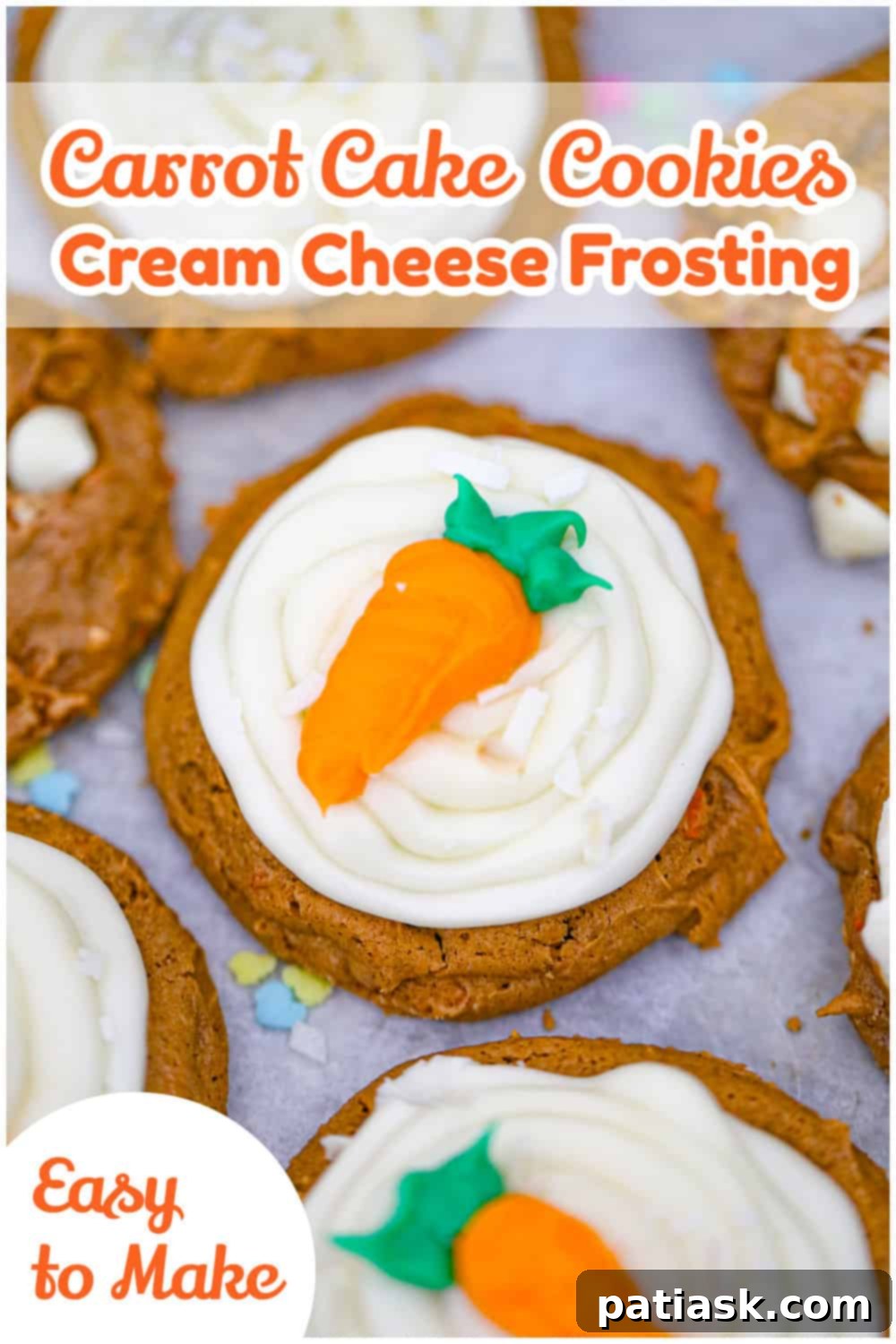 Effortless Carrot Cake Cookies 8 A plate of Easy Carrot Cake Cookies with Cream Cheese Frosting