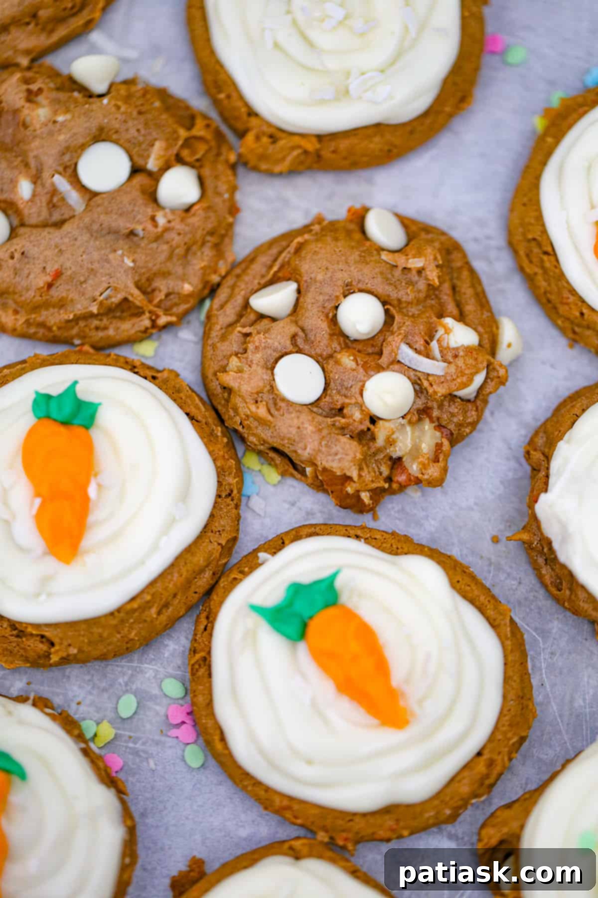 Effortless Carrot Cake Cookies 4 Close-up of baked Carrot Cake Mix Cookies before frosting
