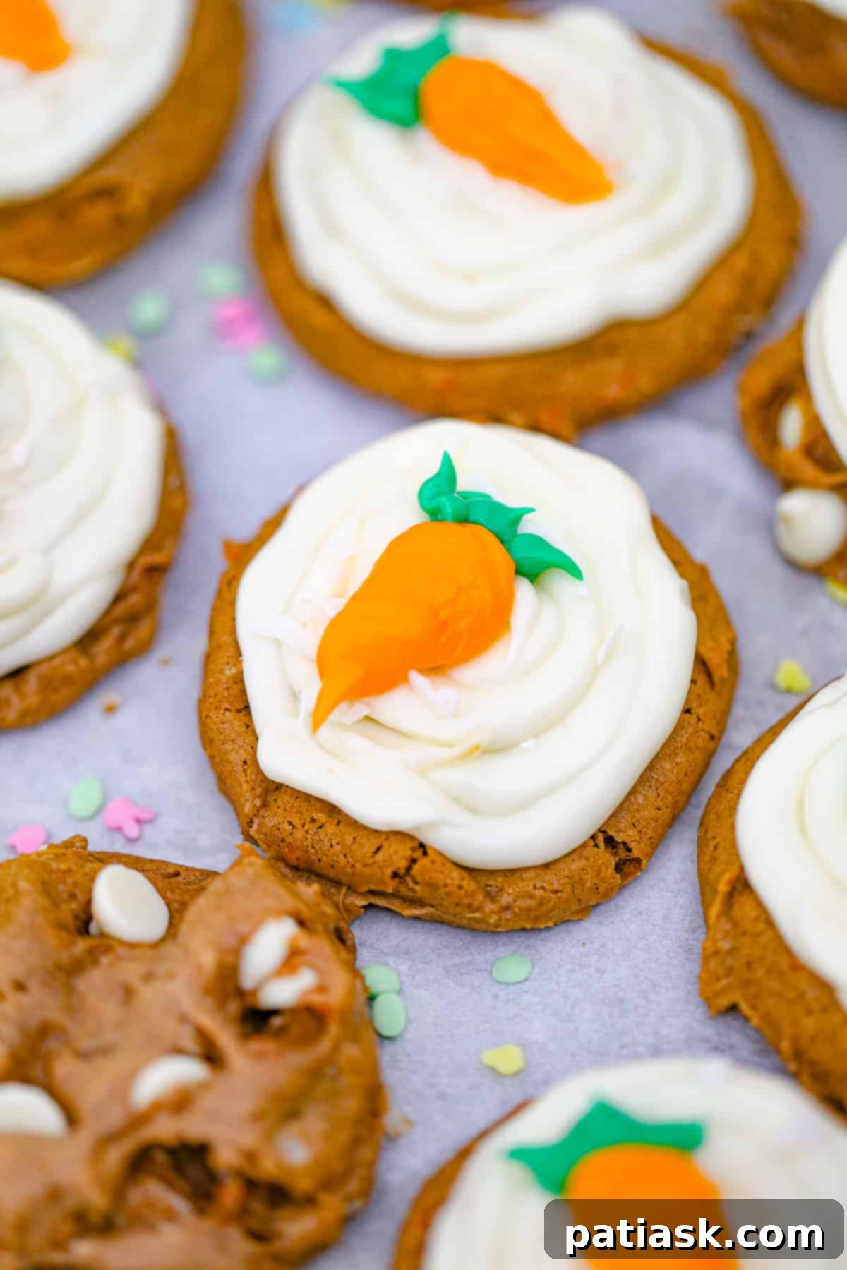 Effortless Carrot Cake Cookies 7 Assorted decorated Carrot Cake Mix Cookies