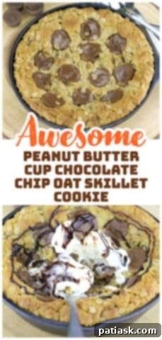 Decadent Peanut Butter Cup Skillet Cookie 8 Peanut Butter Cup Oatmeal Chocolate Chip Skillet Cookie
