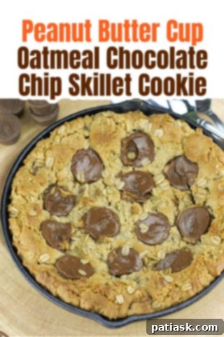 Decadent Peanut Butter Cup Skillet Cookie 9 Peanut Butter Cup Oatmeal Chocolate Chip Skillet Cookie