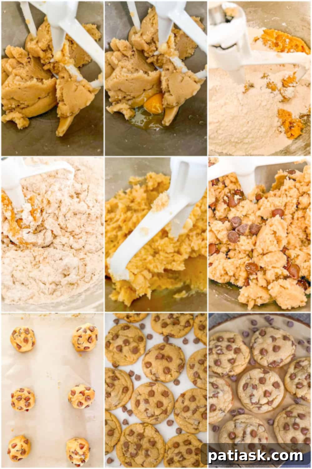 Perfect Crumbl-Inspired Chocolate Chip Cookies 6 A tray of freshly baked CopyCat Crumbl Chocolate Chip Cookies, still warm and golden, with melted chocolate chips visible.