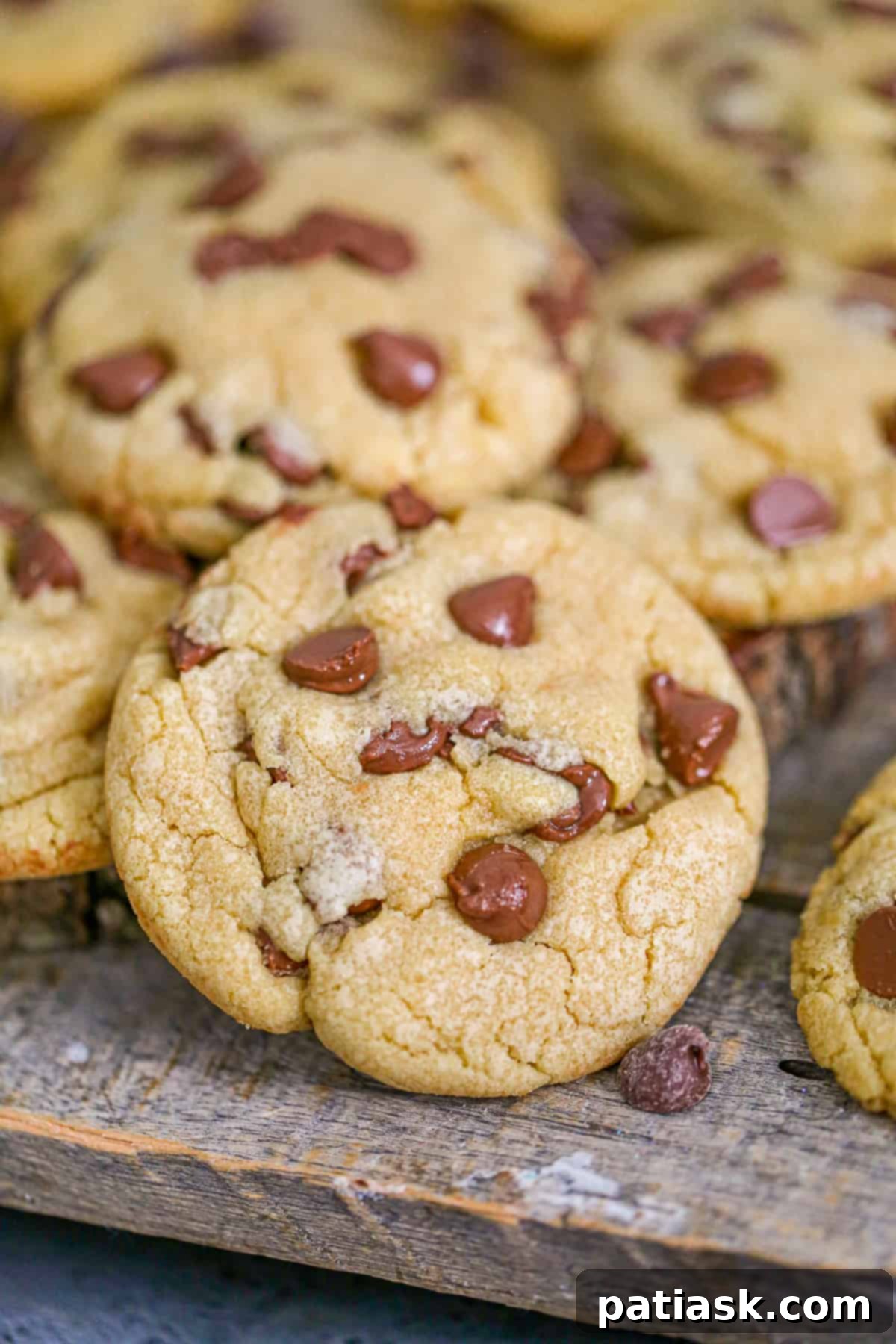 Perfect Crumbl-Inspired Chocolate Chip Cookies 9 A collection of sweet baked desserts, including large chocolate chip cookies, artfully arranged for a tempting display.