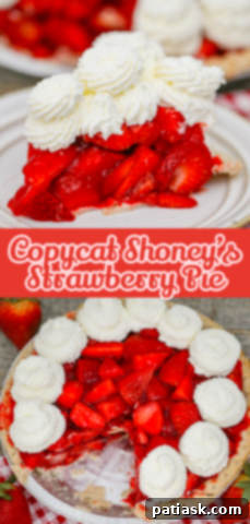 The Authentic Shoney's Strawberry Pie Copycat 13 A close-up of a slice of Classic Copycat Shoney’s Strawberry Pie, showing its cross-section of berries and crust.