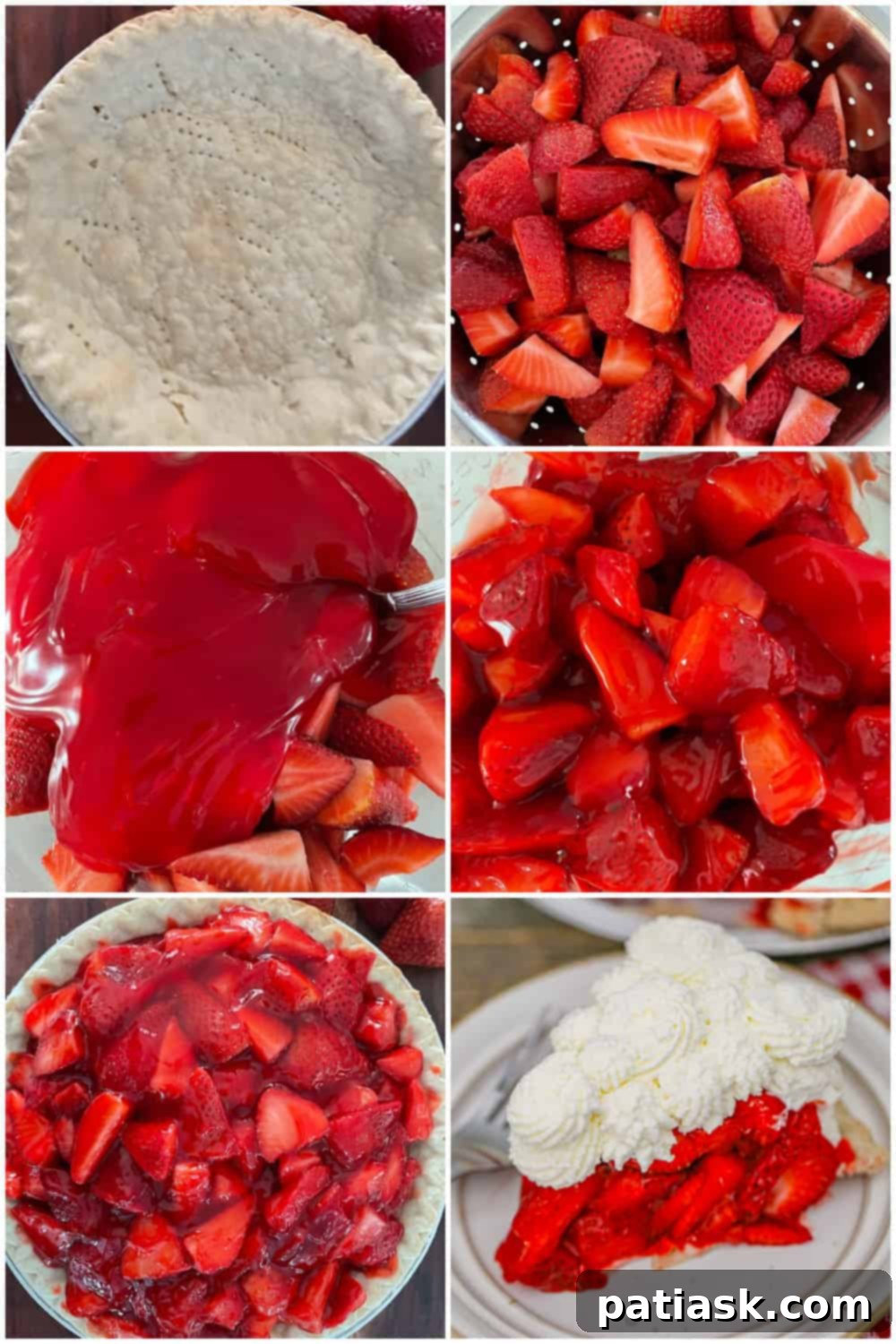 The Authentic Shoney's Strawberry Pie Copycat 5 A close-up of a slice of Classic Copycat Shoney’s Strawberry Pie on a white plate, showcasing the glossy berries and flaky crust.