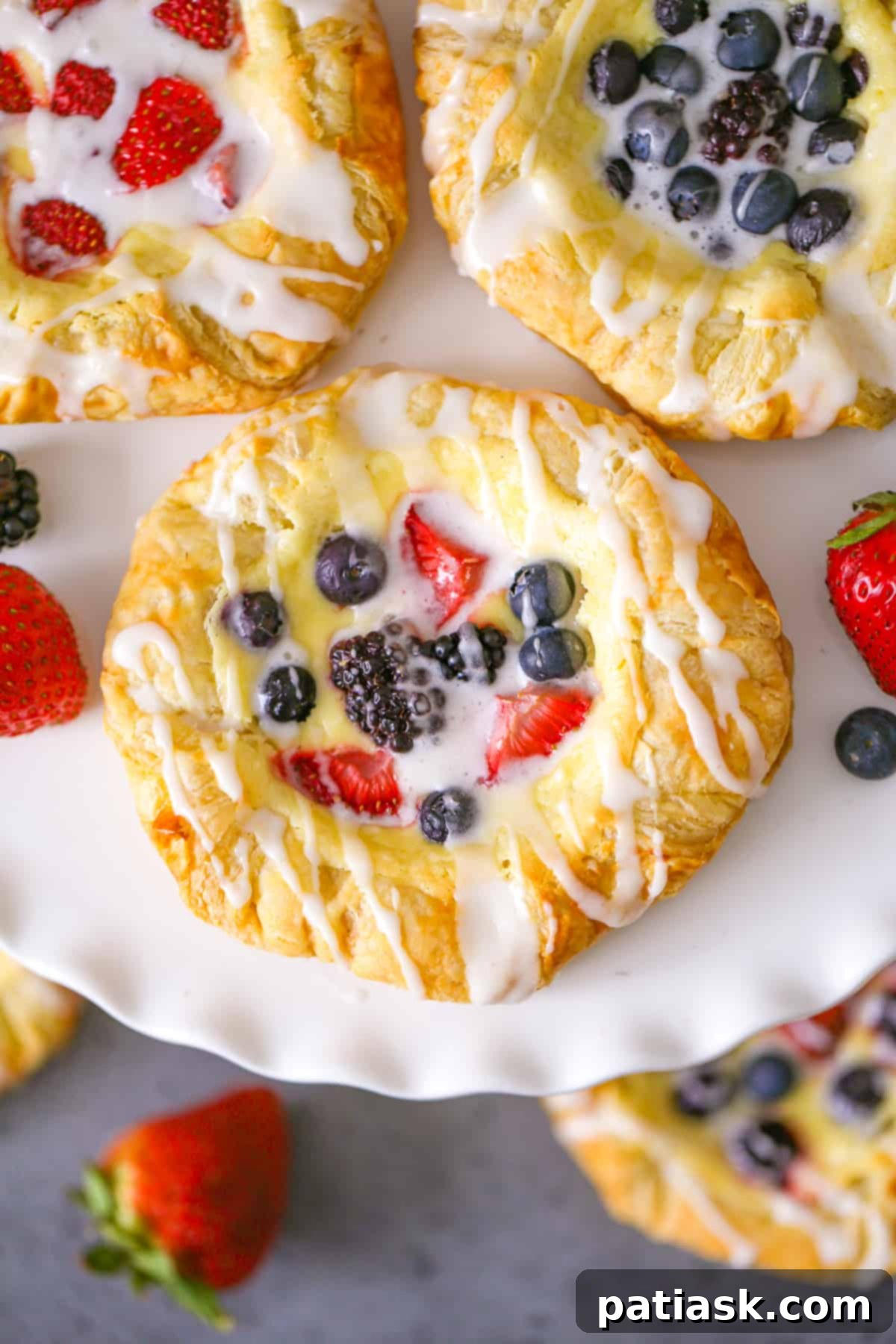 Flaky Cream Cheese Puff Pastry Danishes 11 cream cheese danish with puff pastry pastries dessert